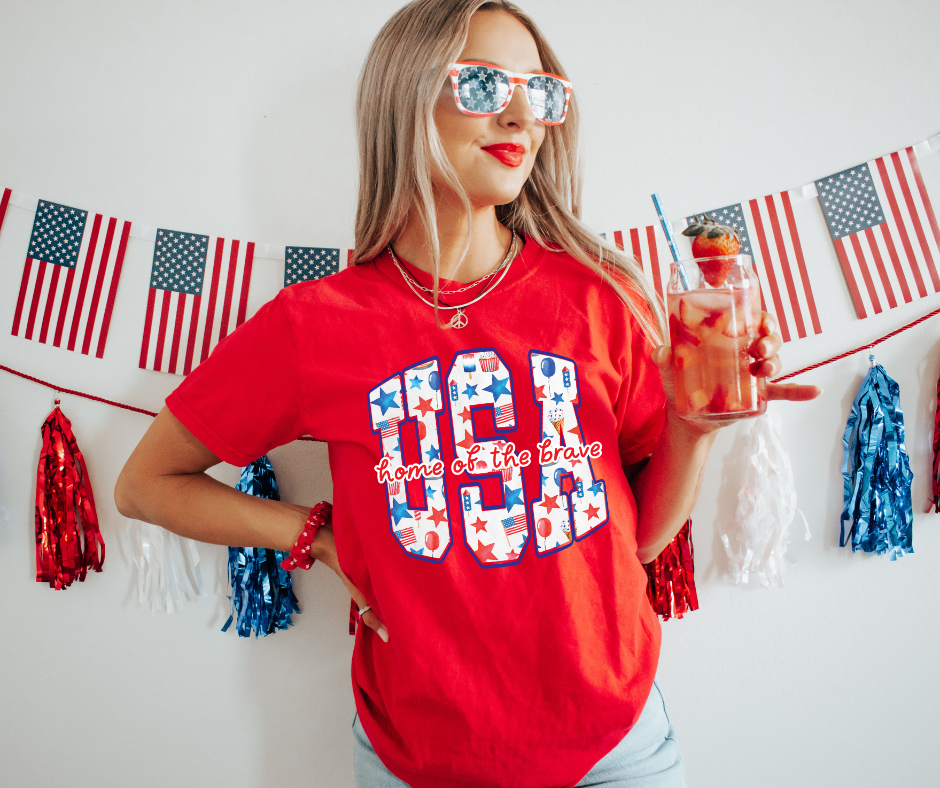 USA Home of The Brave Red Tee - The Red Rival