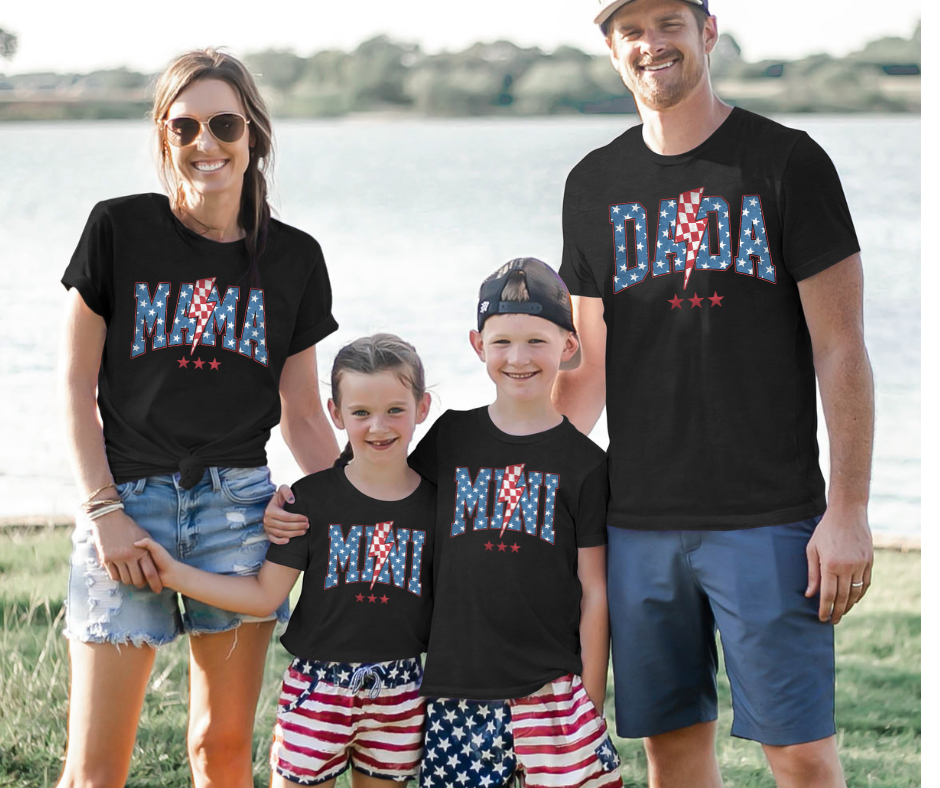 Family Patriotic Tees (Black Tees) - The Red Rival