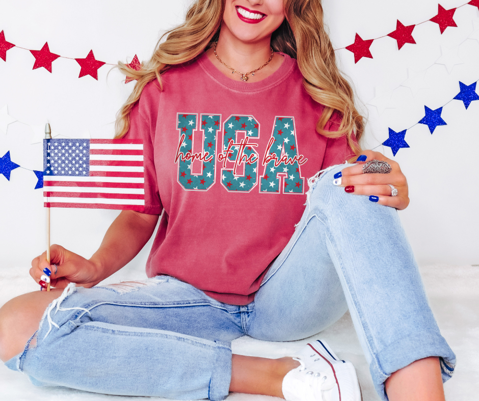 USA Home of the Brave Crimson Tee - The Red Rival