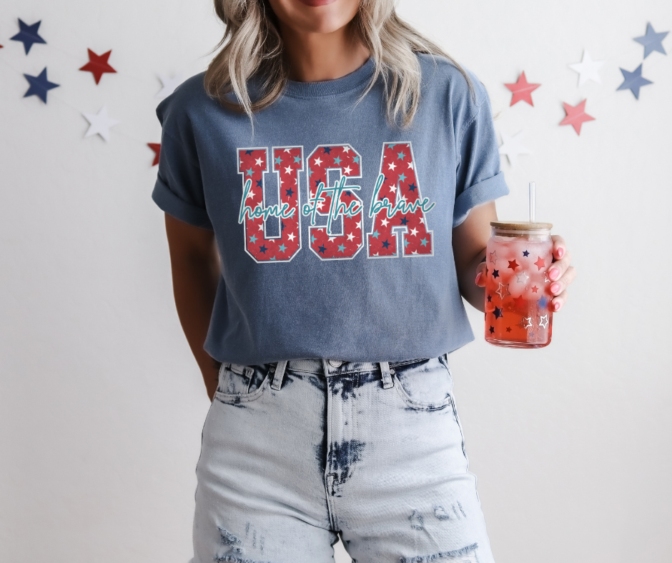 USA Home of the Brave Blue Jean Tee - The Red Rival
