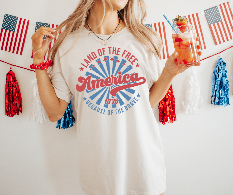 America, Land of the Free Because of the Brave Ivory Tee - The Red Rival