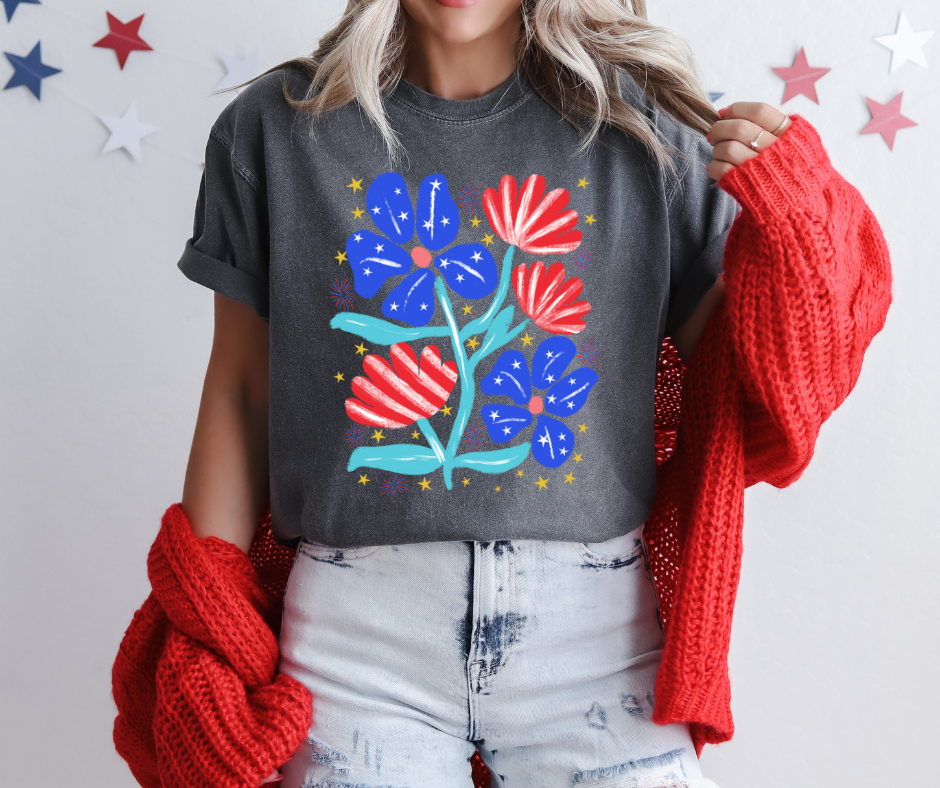 Patriotic Sunflowers Pepper Tee - The Red Rival