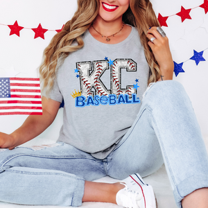 KC Baseball Letters Grey Tee - The Red Rival