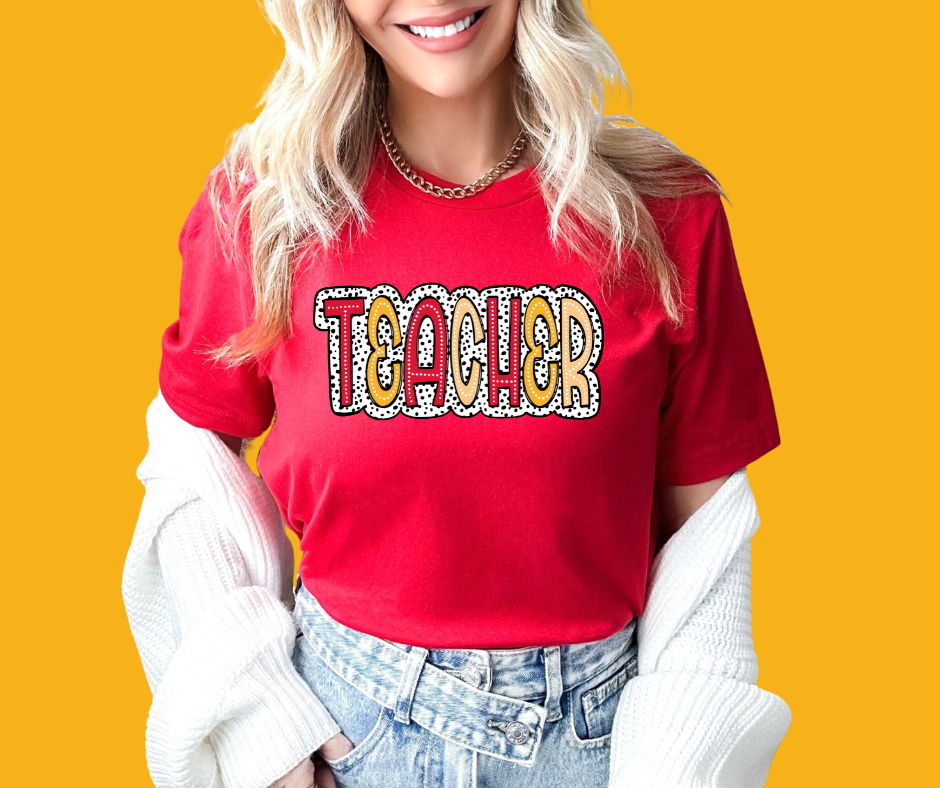 KC Colored Teacher Dot Red Tee - The Red Rival