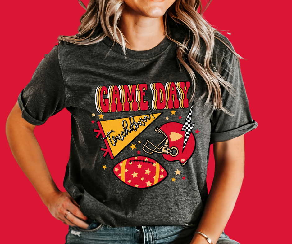 Game Day Icon Collage Dark Grey Tee - The Red Rival