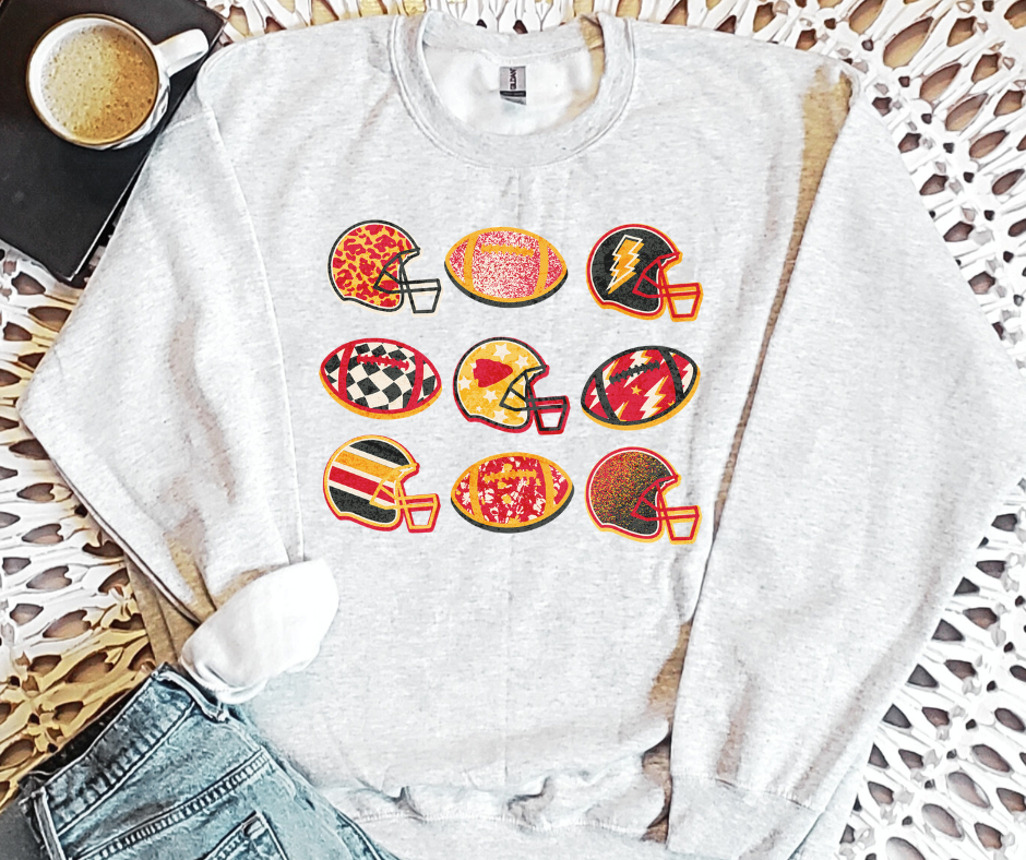 Helmet Football Pattern Ash Sweatshirt - The Red Rival