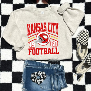 Retro Kansas City Football 1960 Helmet Ash/Natural Sweatshirt - The Red Rival