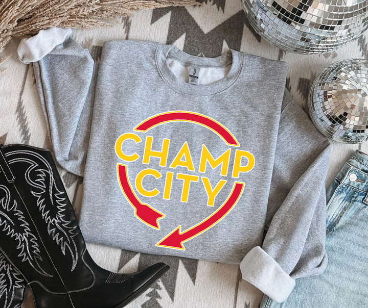 Champ City Grey Sweatshirt or Tee - The Red Rival