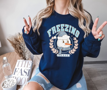 Retro Snowman Navy Sweatshirt - The Red Rival