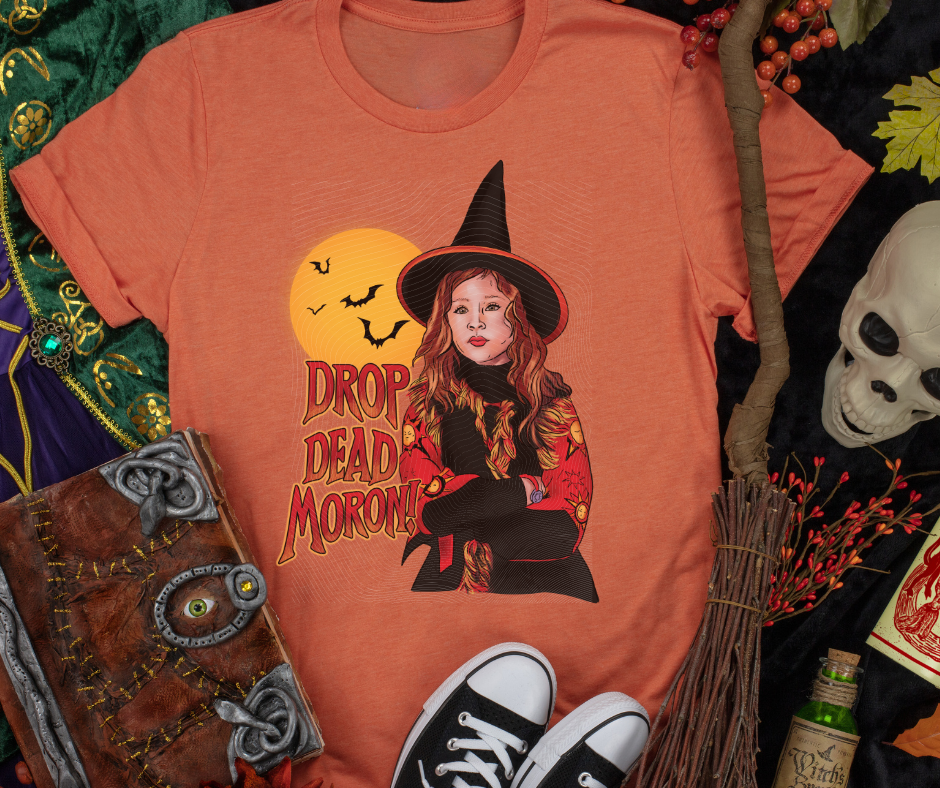 Drop Dead Moron! Heather Orange Tee - The Red Rival