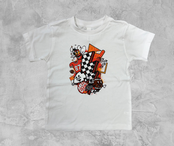 READY TO SHIP - Black and White Checkered KC Lightning Bolt White Tee (FINAL SALE) - The Red Rival