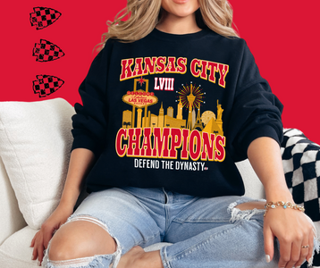 LVIII Champions Vegas Skyline Black Graphic Sweatshirt - The Red Rival