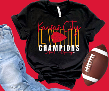Kansas City LVIII Outline Champions Black Graphic Tshirt - The Red Rival