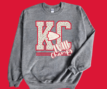 Leopard KC LVIII Champs Grey Graphic Sweatshirt - The Red Rival