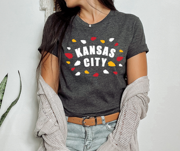 Kansas City Arrowhead Confetti Dark Heather Grey Tee - The Red Rival