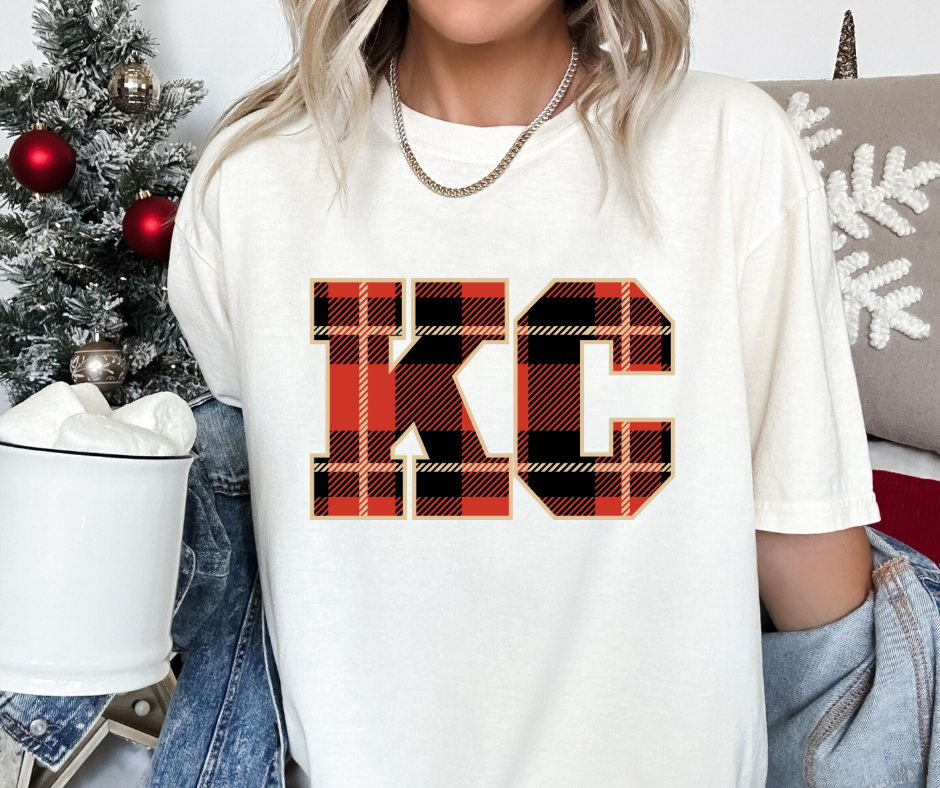 Plaid Christmas KC Ivory Graphic Tee - The Red Rival