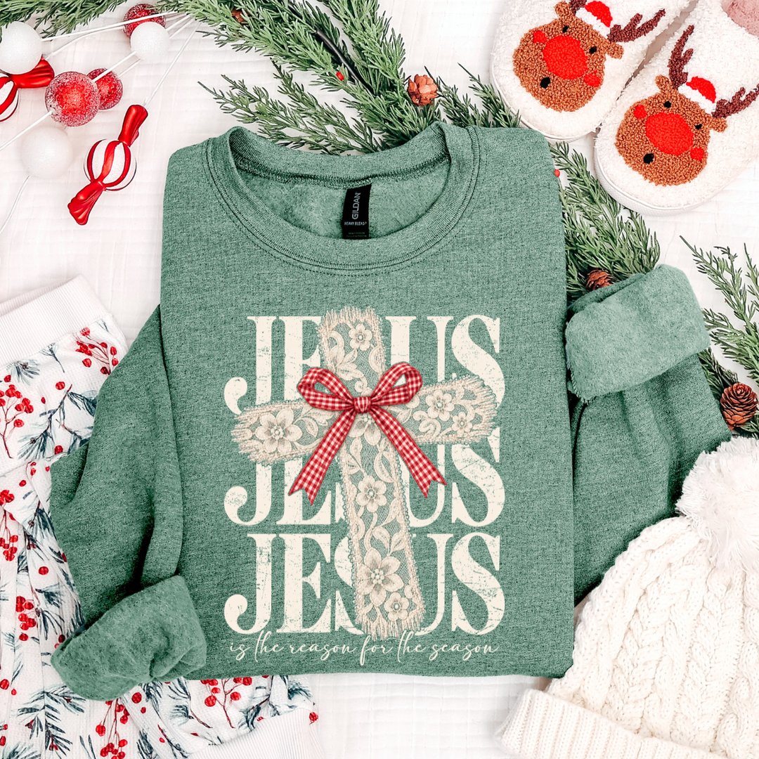 DEAL OF THE DAY - Ivory Lace Jesus Repeat Cross Green Tee or Sweatshirt (FINAL SALE)