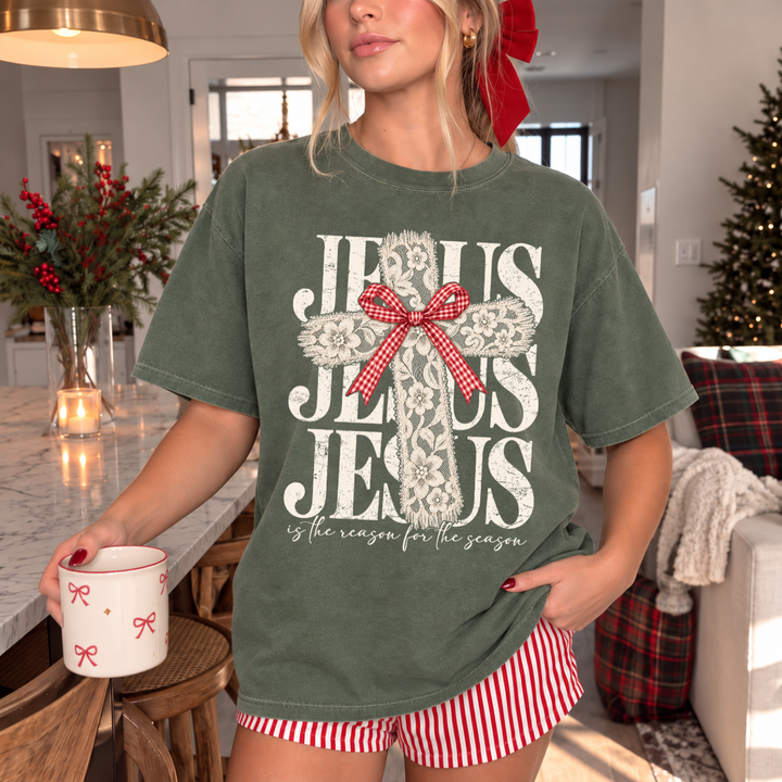 DEAL OF THE DAY - Ivory Lace Jesus Repeat Cross Green Tee or Sweatshirt (FINAL SALE)