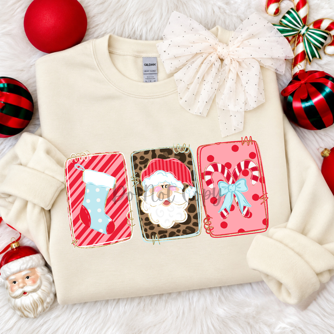 DEAL OF THE DAY - Pink Christmas Trio Tan Tee or Sweatshirt - FINAL SALE