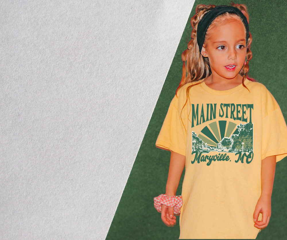Main Street Maryville, MO Mustard Colored Tee - The Red Rival