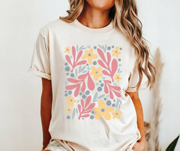 Abstract Boho Wildflowers Ivory Tee - Graphic Tee - The Red Rival