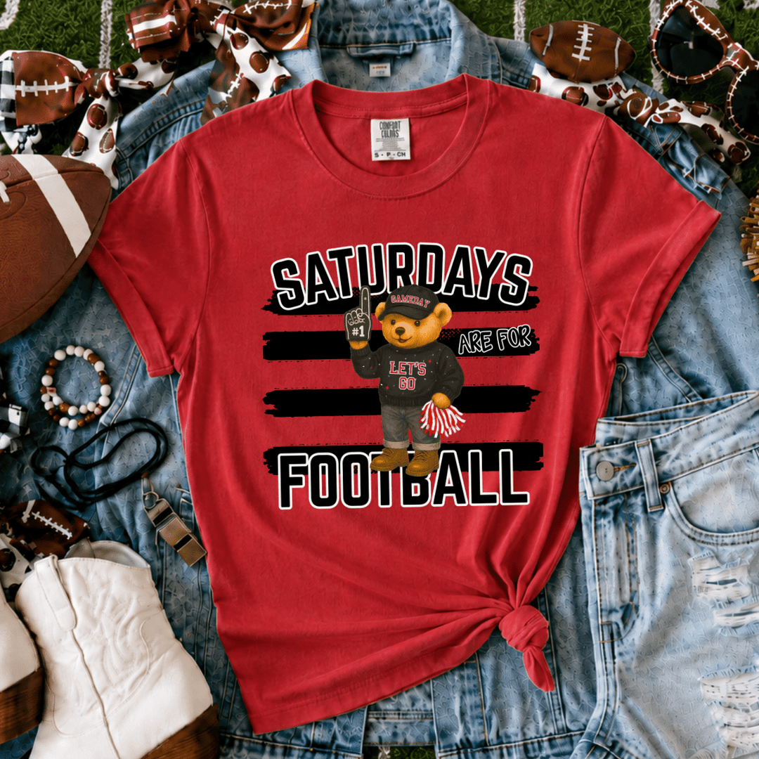 All Black Bear Saturdays are for Football Red Tee - Tees - The Red Rival