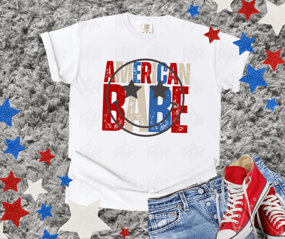 American Babe Smiley Face - Graphic Tee - The Red Rival