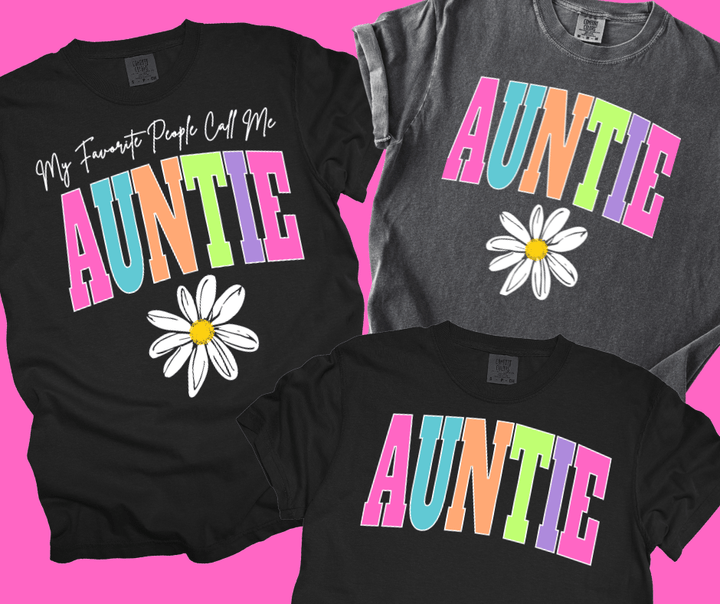 AUNTIE - Multi - Color Varsity Letters (Pick your design & tee color) - Graphic Tee - The Red Rival