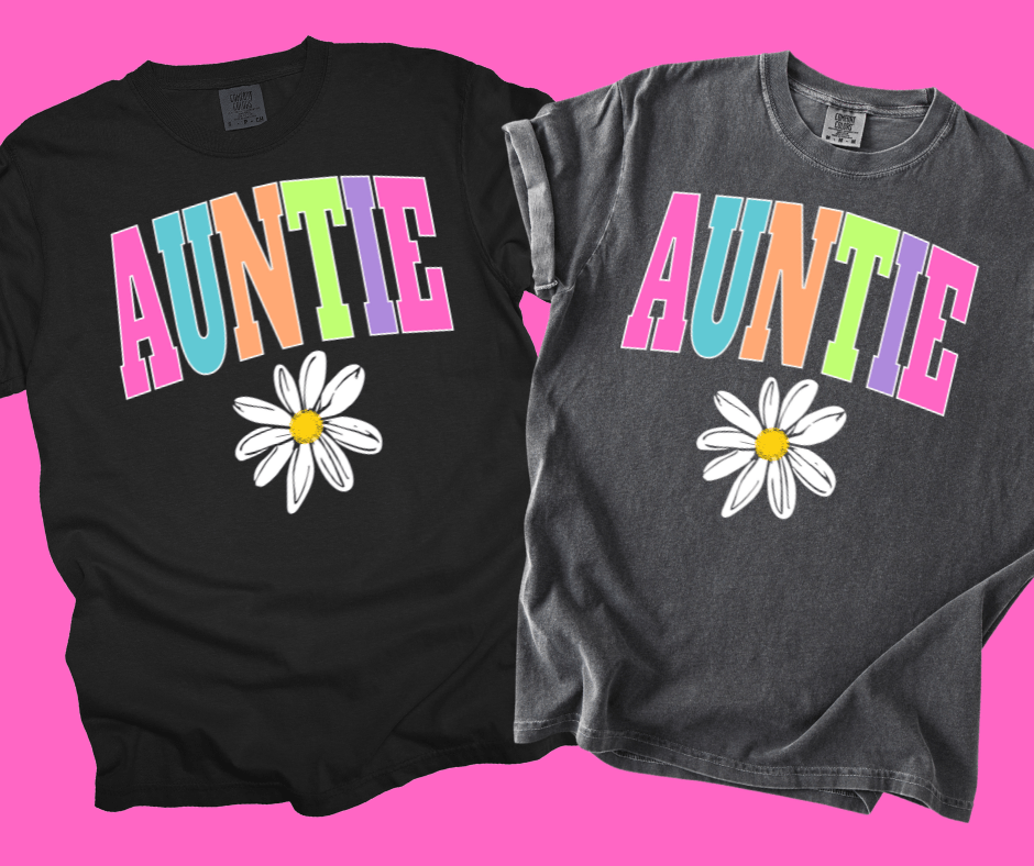 AUNTIE - Multi - Color Varsity Letters (Pick your design & tee color) - Graphic Tee - The Red Rival