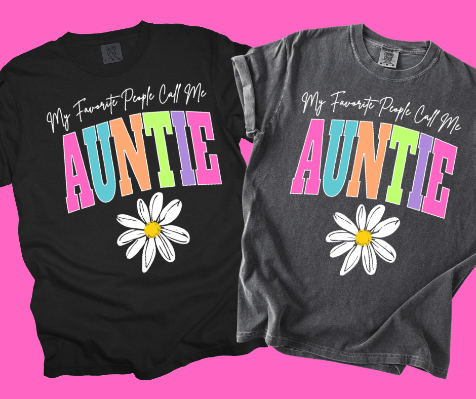 AUNTIE - Multi - Color Varsity Letters (Pick your design & tee color) - Graphic Tee - The Red Rival