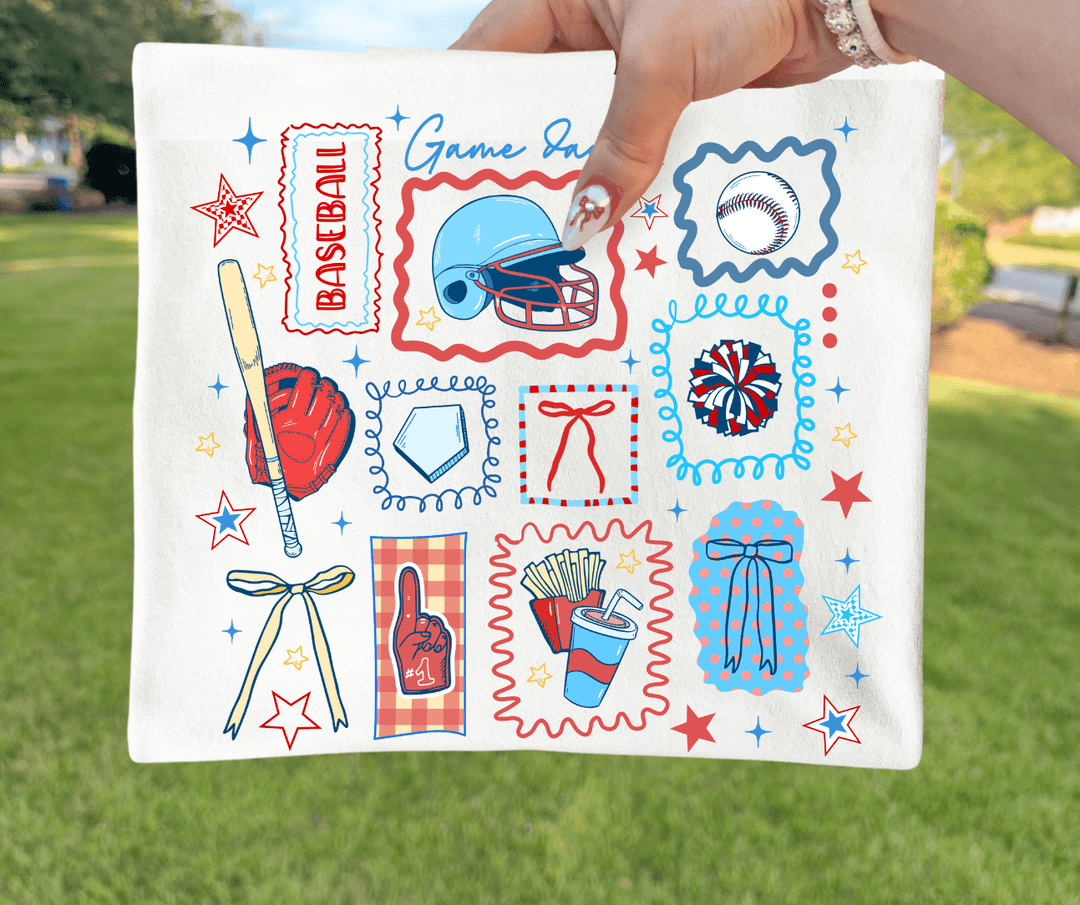 Baseball Game Day Collage White Tee - Tees - The Red Rival