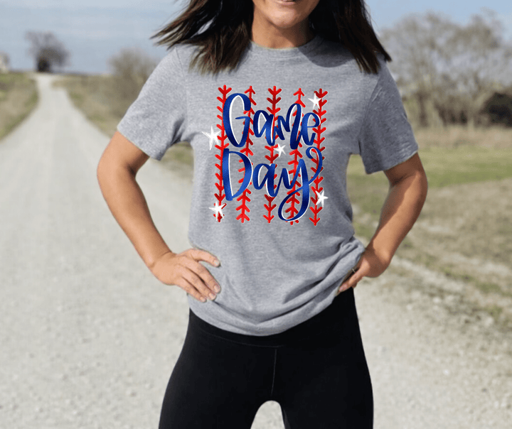 Baseball Laces Game Day Grey Tee - Tees - The Red Rival