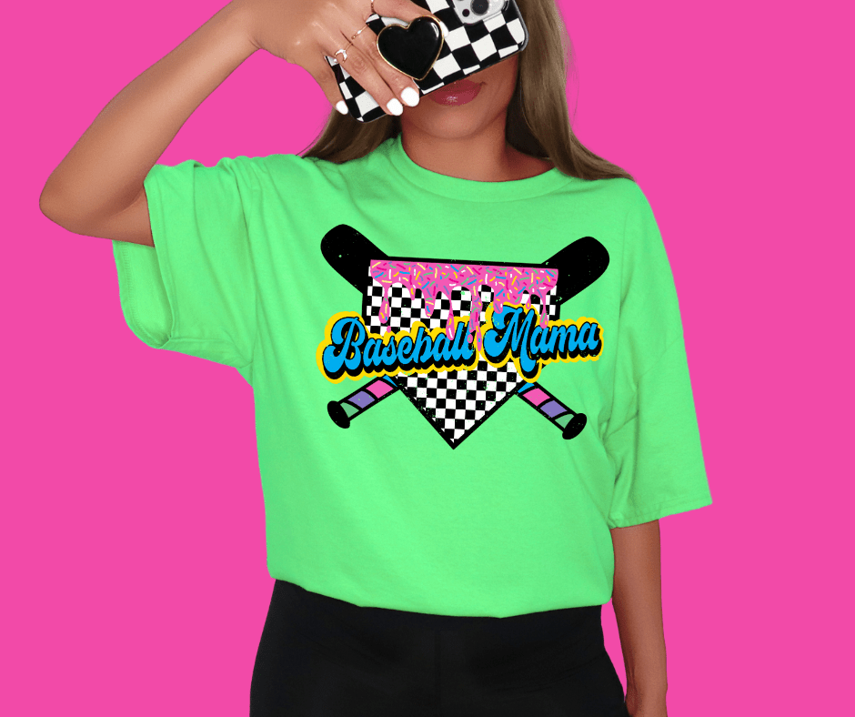 Baseball Mama Ice Cream Drip Green Tee - Graphic Tee - The Red Rival