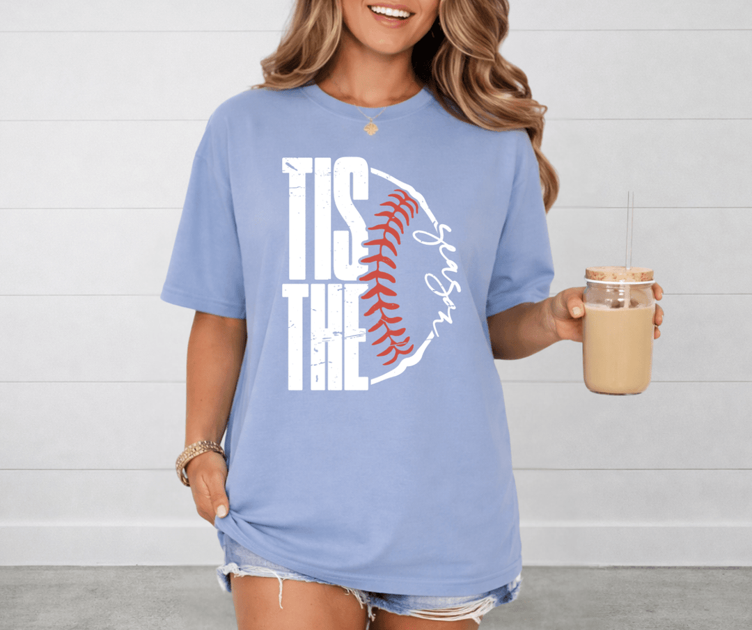 Baseball Tis The Season Blue Tee - Tees - The Red Rival