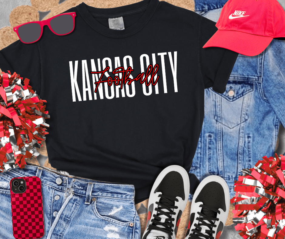 Basic Kansas City Football BLACK Sweatshirt or Tee - Wholesale - The Red Rival