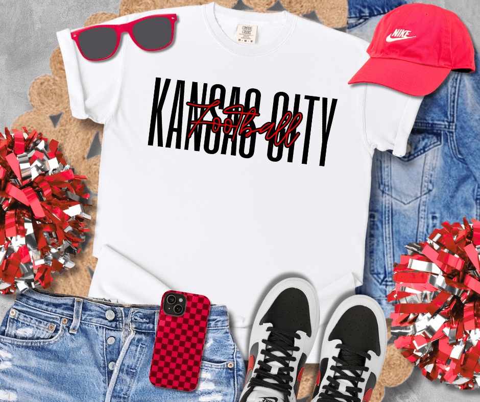 Basic Kansas City Football WHITE Sweatshirt or Tee - Wholesale - The Red Rival