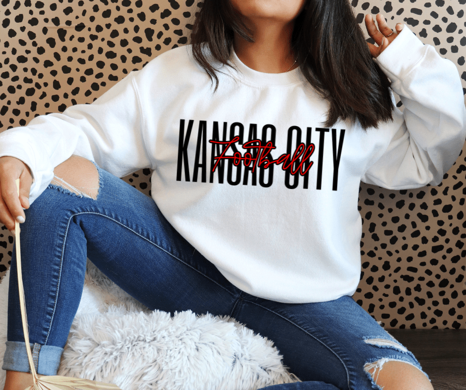 Basic Kansas City Football WHITE Sweatshirt or Tee - Wholesale - The Red Rival