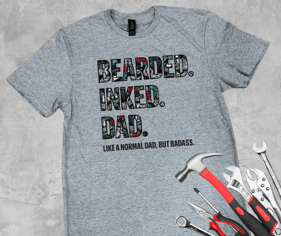 Bearded. Inked. Dad. (Pick Your Tee Color) - Graphic Tee - The Red Rival