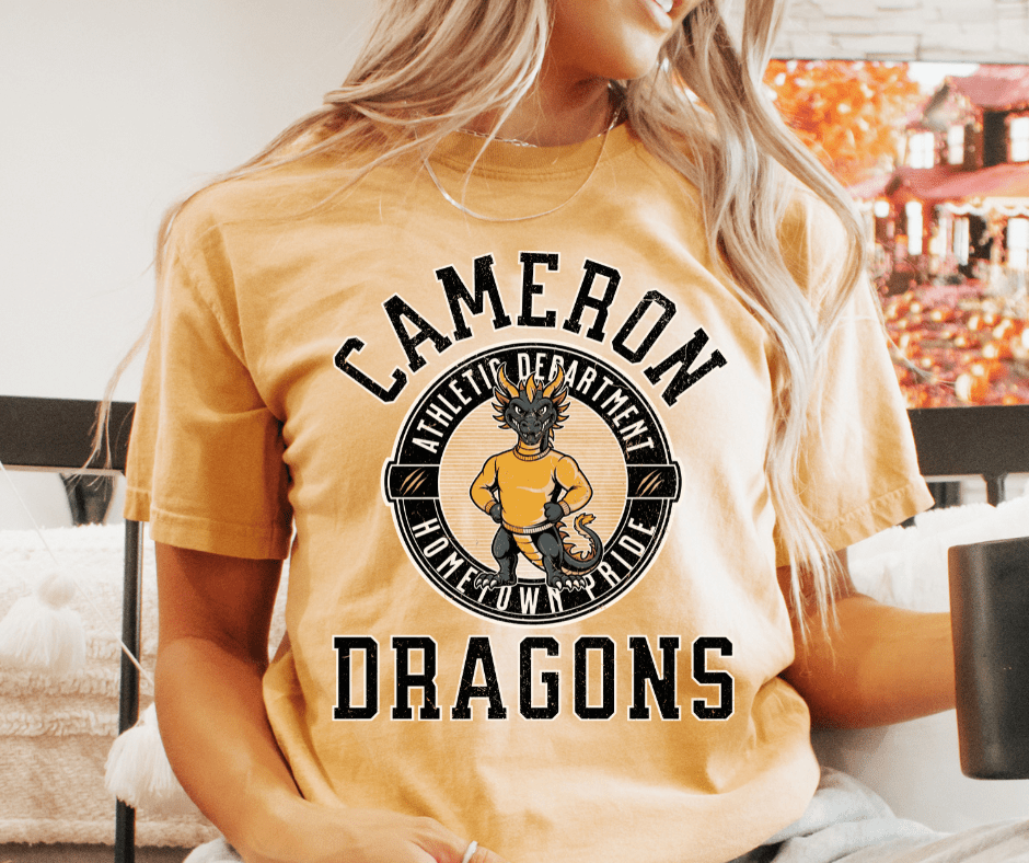 Black Cameron Dragons Yellow Graphic Tee - Wholesale - The Red Rival