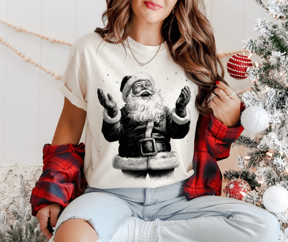 BLACK FRIDAY DEAL 3 - Jolly Santa Clause BLACK ink - FINAL SALE - Graphic Tee - The Red Rival