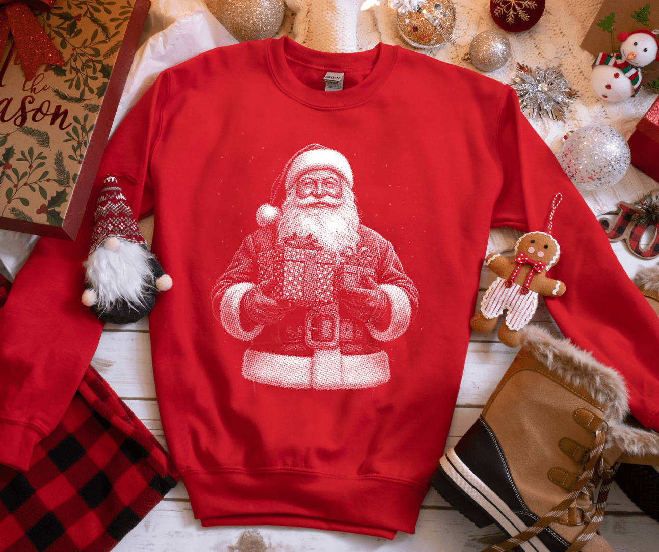 BLACK FRIDAY DEAL 4 - Gift Bringing Santa - FINAL SALE - Graphic Tee - The Red Rival