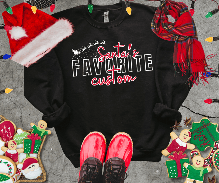 BLACK FRIDAY DEAL - Santa's Favorite CUSTOM Title BLACK SWEATSHIRT (FINAL SALE) - Tees - The Red Rival