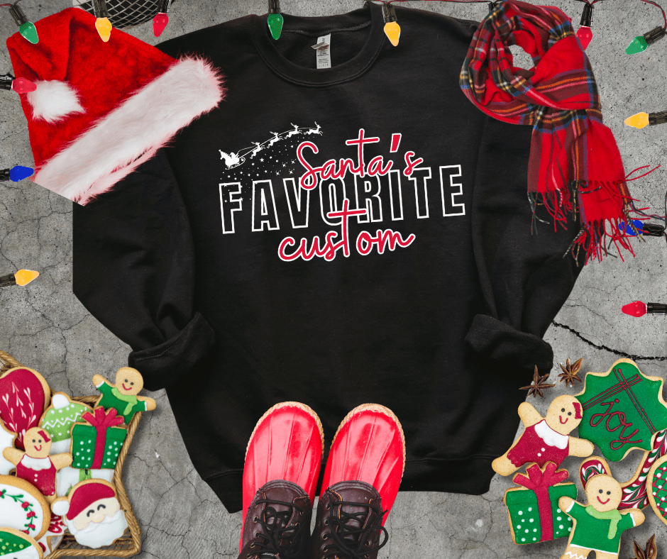 BLACK FRIDAY DEAL - Santa's Favorite CUSTOM Title BLACK SWEATSHIRT (FINAL SALE) - Tees - The Red Rival