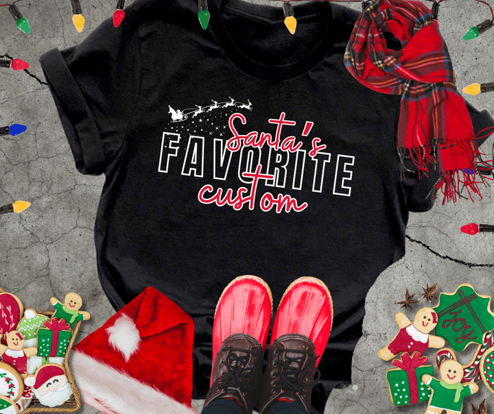 BLACK FRIDAY DEAL - Santa's Favorite CUSTOM Title Black Tee (FINAL SALE) - Tees - The Red Rival