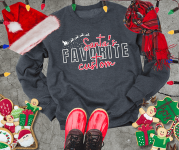 BLACK FRIDAY DEAL - Santa's Favorite CUSTOM Title DARK GREY SWEATSHIRT (FINAL SALE) - Tees - The Red Rival