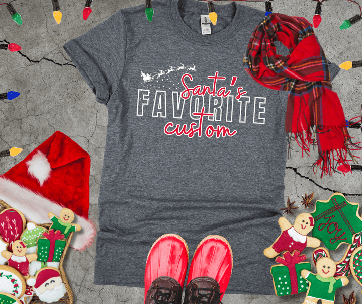 BLACK FRIDAY DEAL - Santa's Favorite CUSTOM Title Dark Grey Tee (FINAL SALE) - Tees - The Red Rival