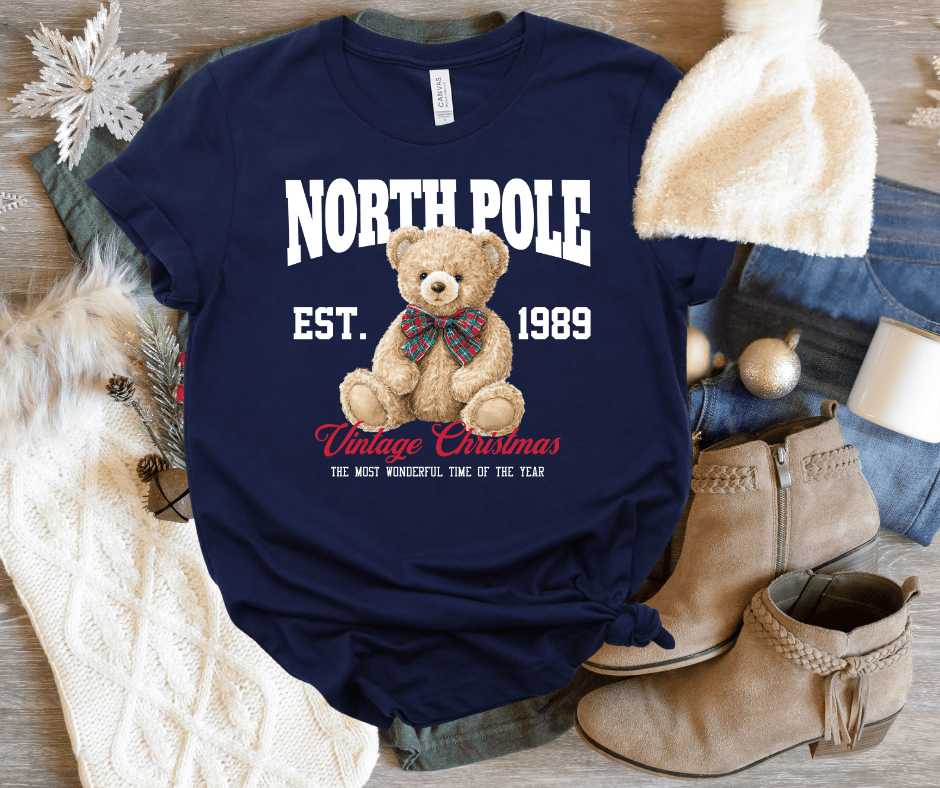 BLACK FRIDAY DEAL - Vintage North Pole Bear NAVY TEE (FINAL SALE) - Tees - The Red Rival