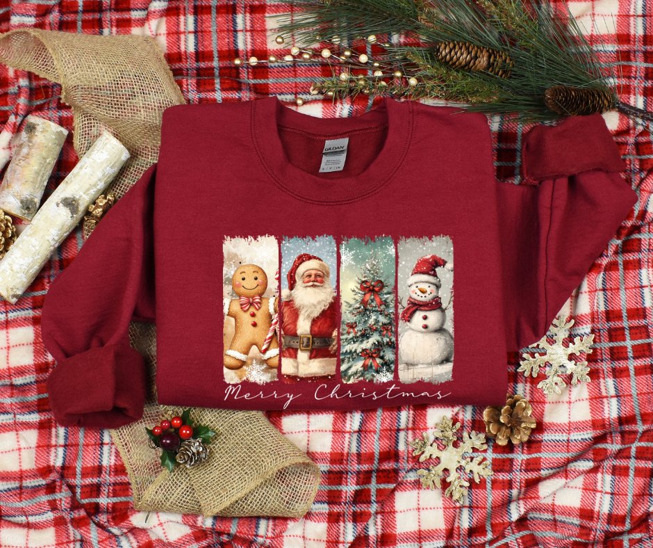 BLACK FRIDAY PRICE - Merry Christmas Vintage Design Cardinal Red Sweatshirt (FINAL SALE) - Tees - The Red Rival