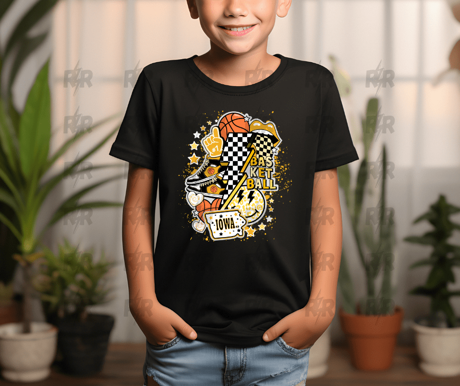 Black & Gold Basketball Icons Black Tee - Tees - The Red Rival