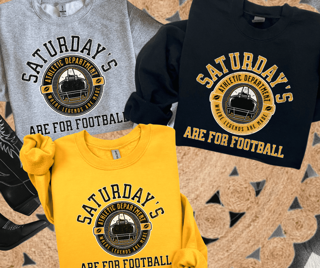 Black & Gold HELMET Saturday's Are For Football (Pick Your Sweatshirt Color) - Wholesale - The Red Rival
